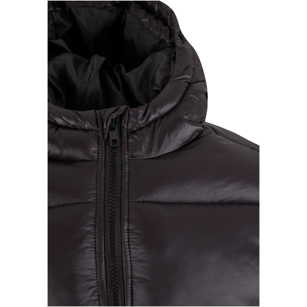 Urban Classics - Shiny Puffer with hood Kinder Jacket - Zwart